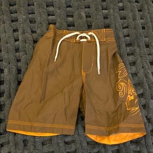 Old Navy Brown and Orange Swim Trunks with Drawstring Waist